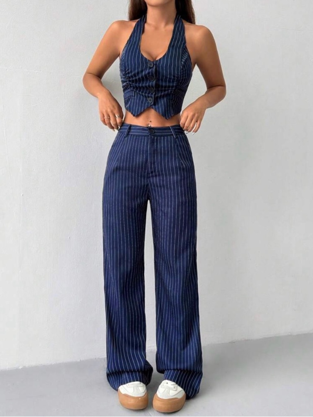 Navy Blue Pinstripe Set